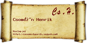 Csomán Henrik névjegykártya